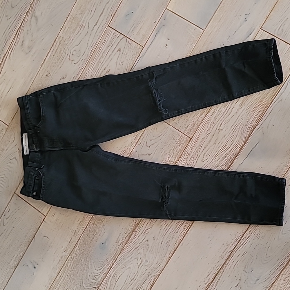 GAP 1969 Relaxed Boyfriend distressed button fly black Jeans 26